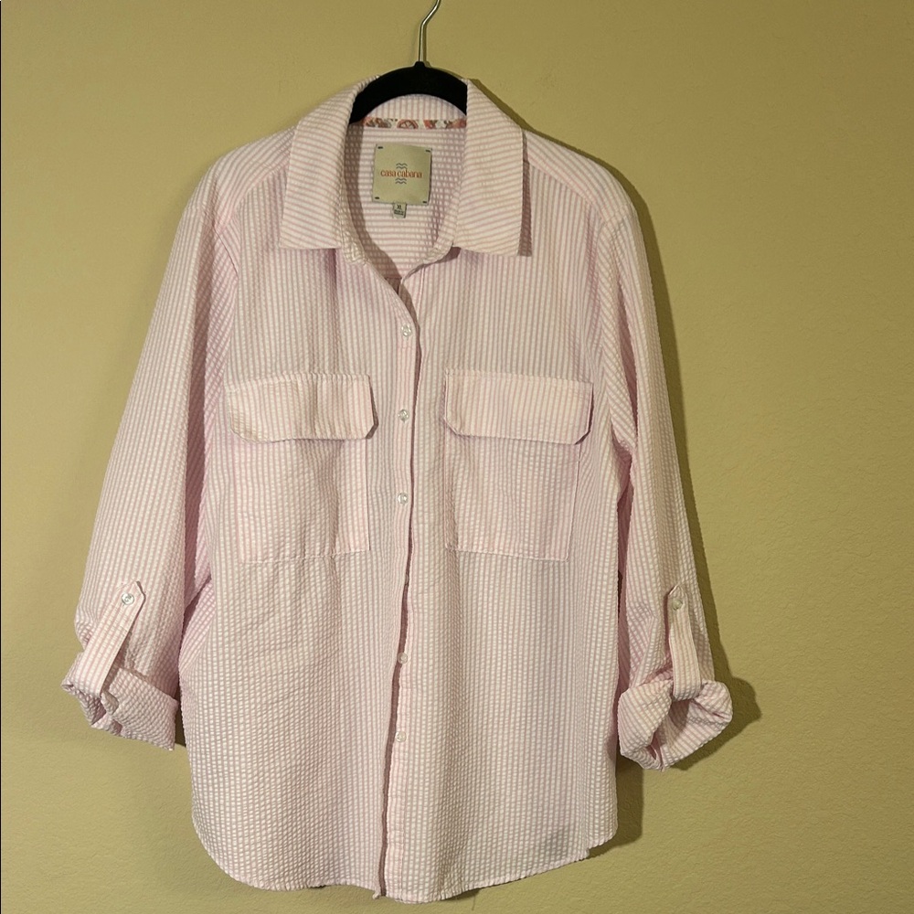 Casa Cabana Women’s Button Up Lightweight Shirt in Pink
Size XL